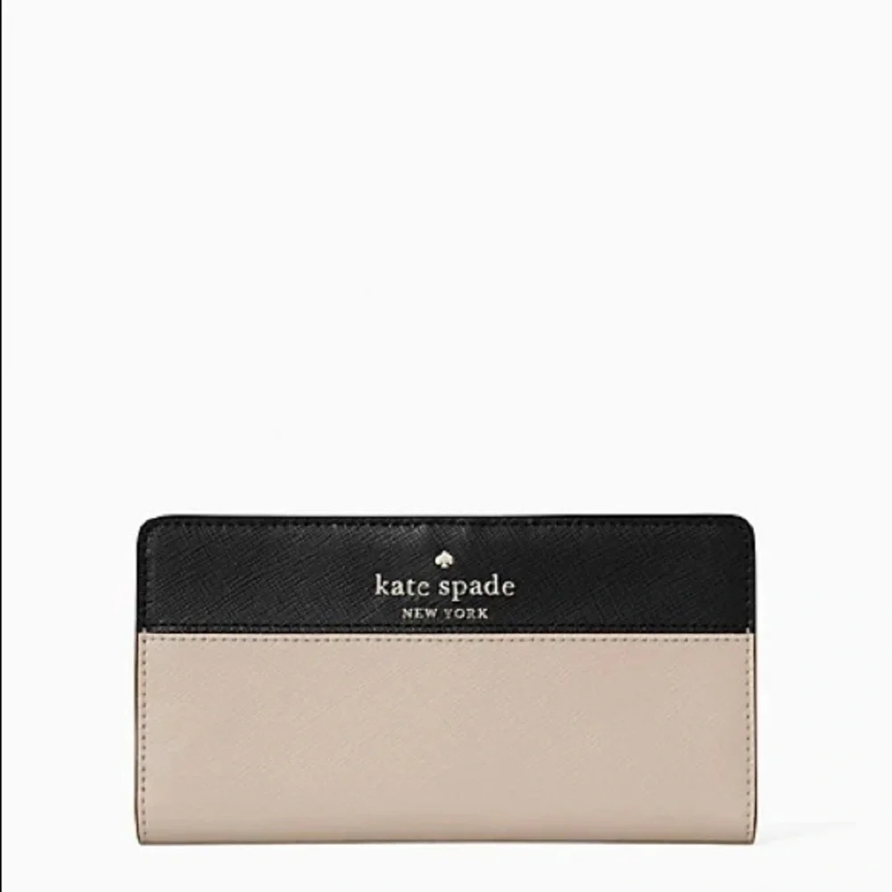 Kate Spade Saffiano Leather Wallet Snap Closure ID Window Zip Back NWT